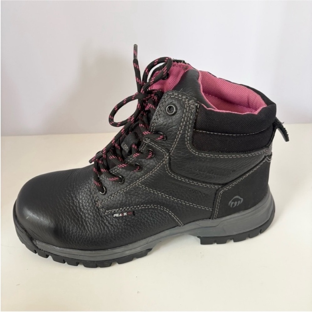 Wolverine Waterproof Work Boots Composite Toe Piper Leather Black Pink Size 8 - Picture 6 of 14